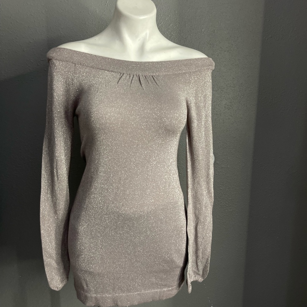 Take Out Off-Shoulder Sweater in Sparkling Silver